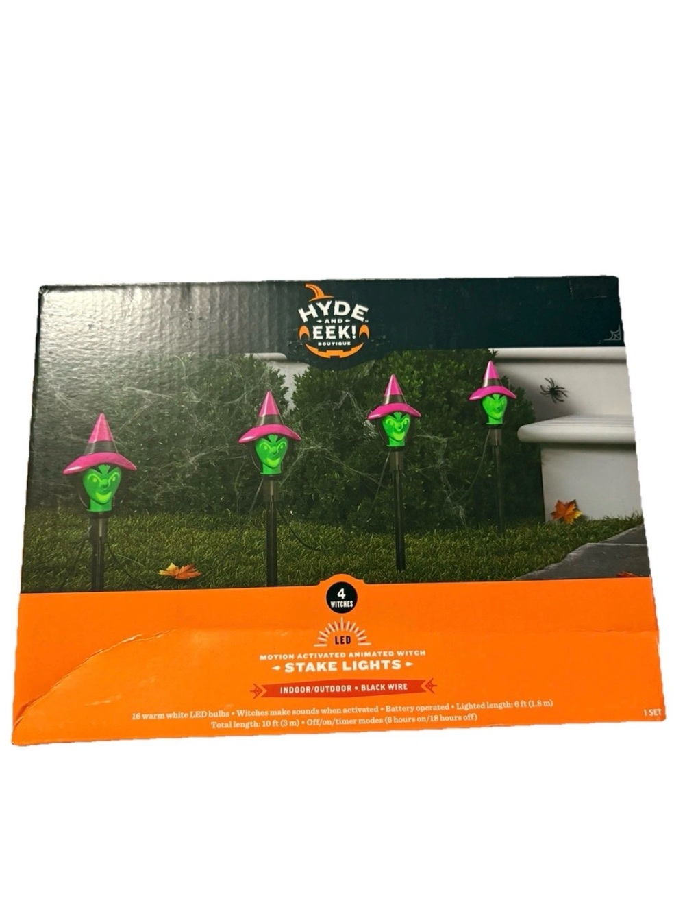 Target Halloween Animated Witch Stake Lights in Green and Pink (Set of 4)